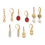 set-de-aretes-x5-en-ba�o-de-oro-de-24k-con-detalles-plateados-y-rojos