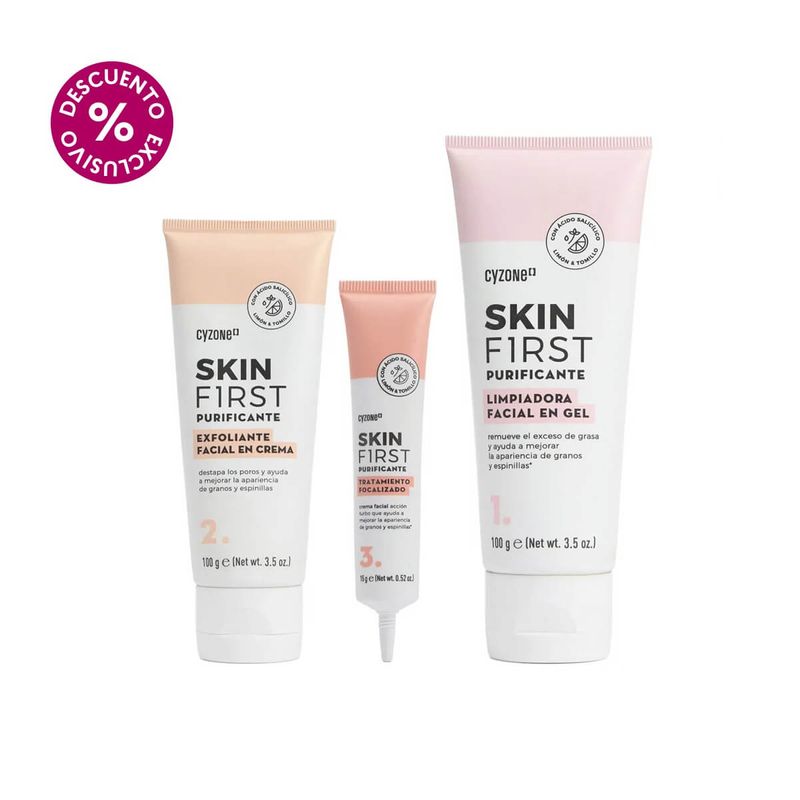 set-skin-first-exfoliante-facial-en-crema---tratamiento-focalizado---limpiadora-facial-en-gel