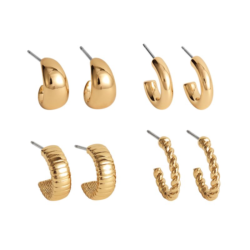 Set-de-4-pares-de-aretes-Loving-Hoops-en-tono-dorado-ideal-para-completar-un-look-diario-y-casual.