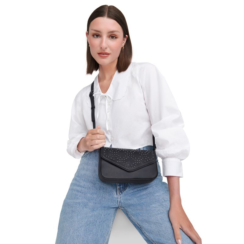 Mini-bolso-Marcia--elegante-tipo-cuero-negro-asa-ajustable-tarjeteros-monedero-versatil.