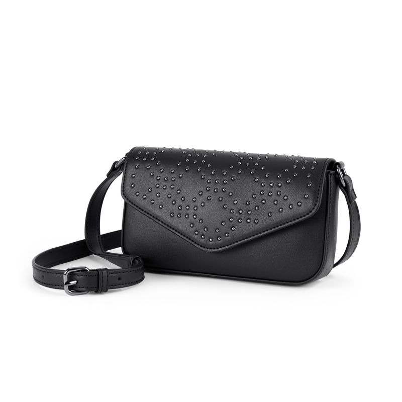 Mini-bolso-Marcia--elegante-tipo-cuero-negro-asa-ajustable-tarjeteros-monedero-versatil.